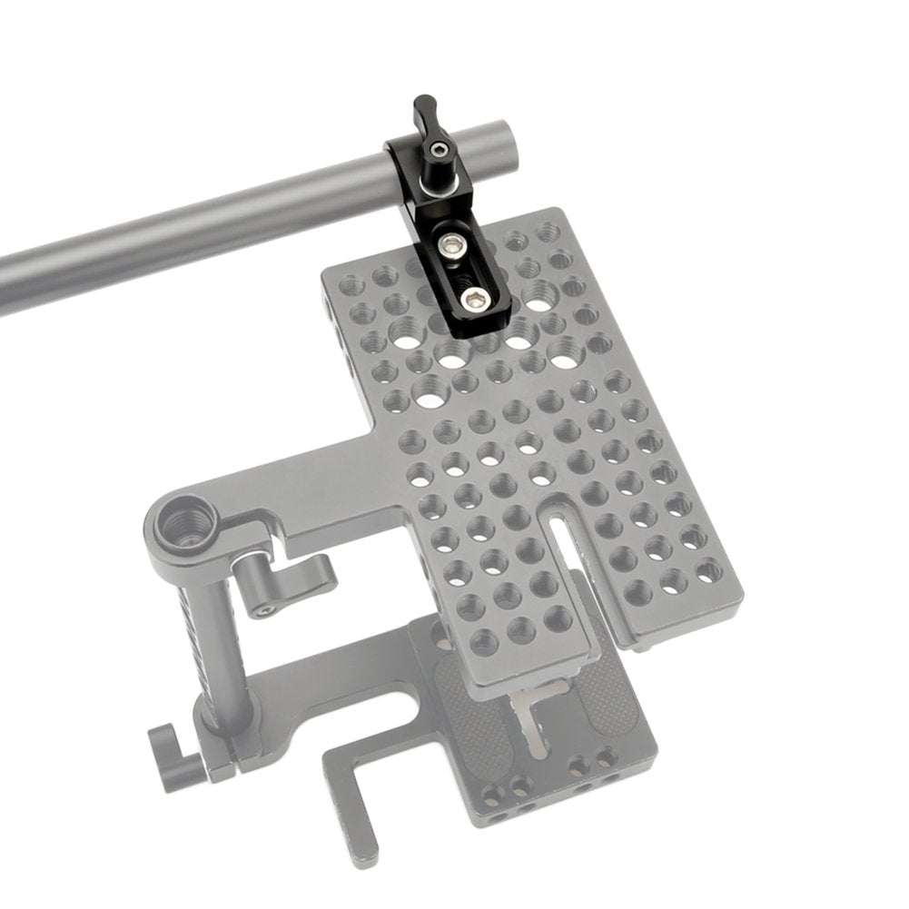 NICEYRIG 15mm Single Rod Holder with Counter Bore, Camera Rod Rail Extension EVF Mount for Cage/Plate/Handle [ Pack of 2 ]