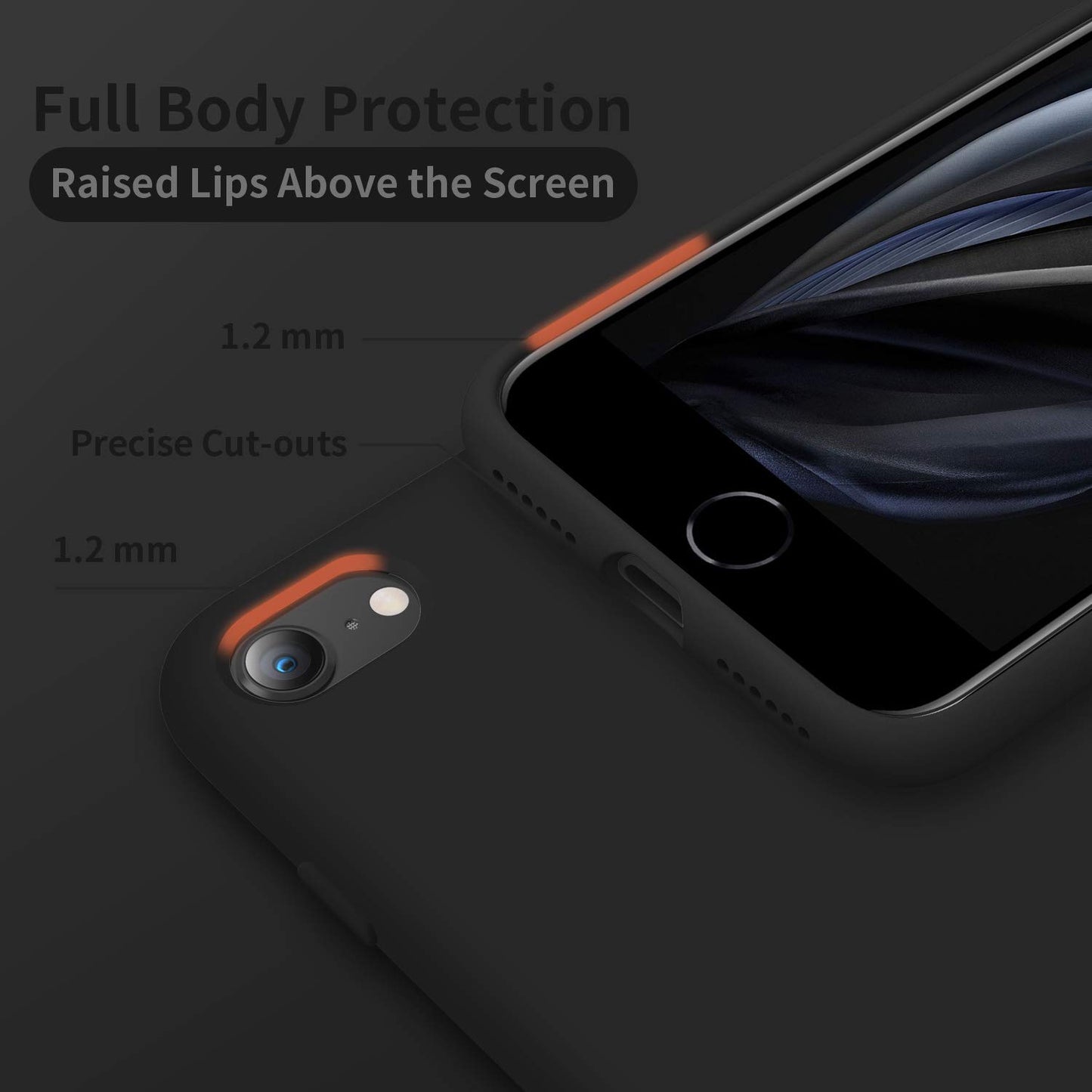 Cordking Designed for iPhone SE Case 2022/2020, Designed for iPhone 7 8 Case, Silicone Slim Shockproof Phone Case with [Soft Microfiber Lining], 4.7