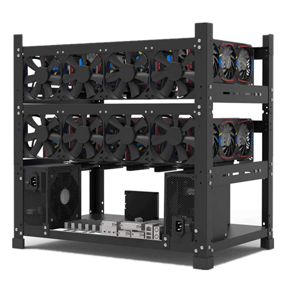 12GPU Stackable Mining Rig Frame, Steel Open Air Mining Rig Case, Solid Miner Frame for Crypto Ethereum ETH RVN Ergo Miner Mining Case Rack Fits Dual