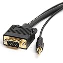 Cmple - VGA SVGA Monitor Cable, Gold Plated Connectors, Support Full HD Displays HDTVs (Male-to-Male) with 3.5mm Stereo Audio - 6 Feet
