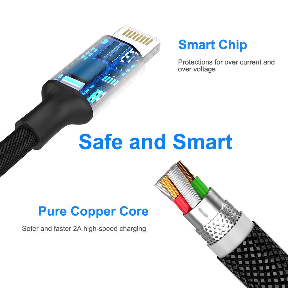 Multi 3 in 1 USB Long iPhone Charging Cable, 3M/10Ft Nylon Braided Universal Phone Charger Cord USB C/Micro USB/Lightning Connector Adapter…