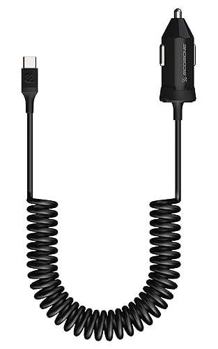 Scosche CPDC203 PowerVolt 20-Watt USB Type-C Power Delivery 3.0 Fast Car Charger with Attached 3-Foot Adjustable Coiled Cable for All USB-C Devices