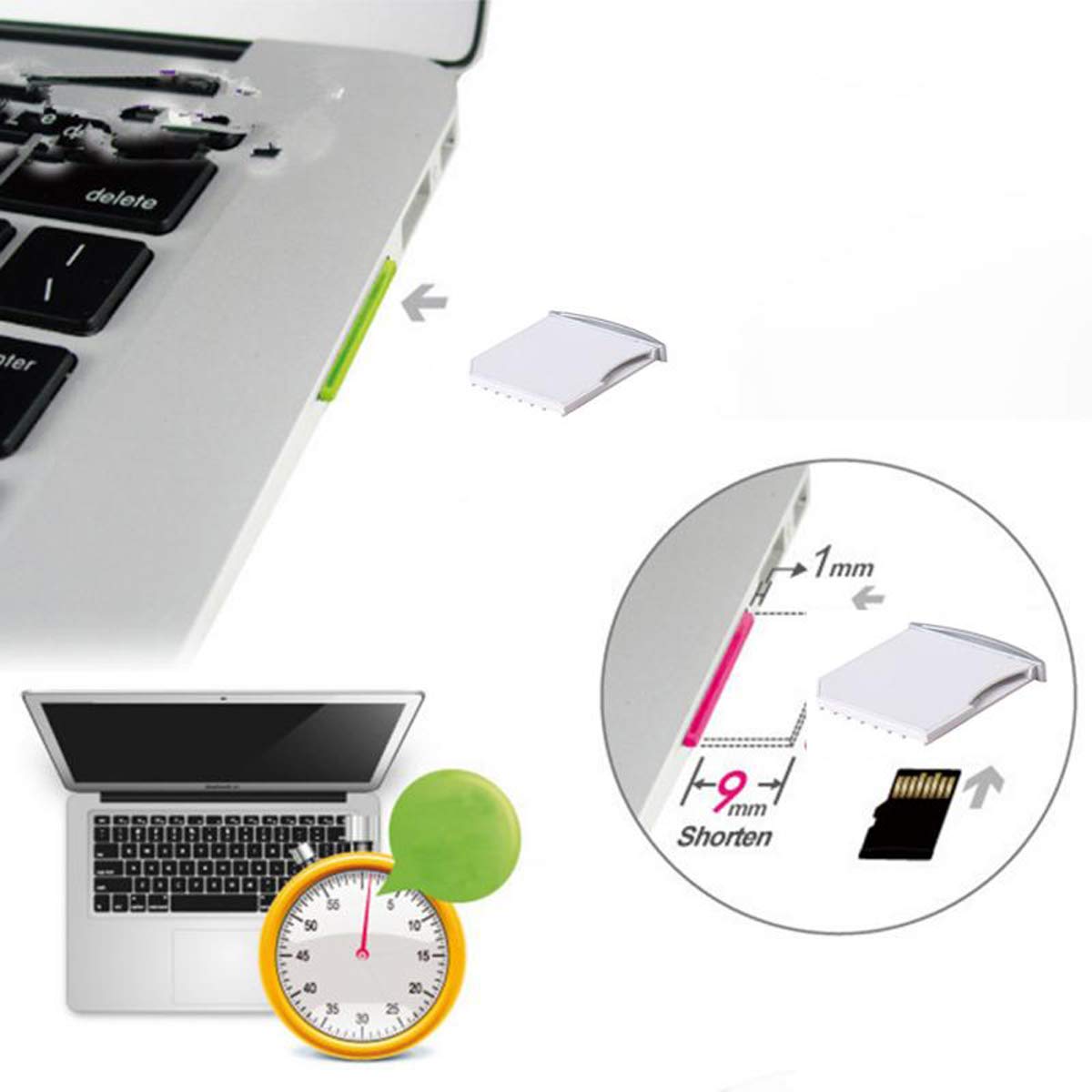 chenyang CY Micro SD TF to SD Card Kit Mini Adaptor for Extra Storage MacBook Air/Pro/Retina
