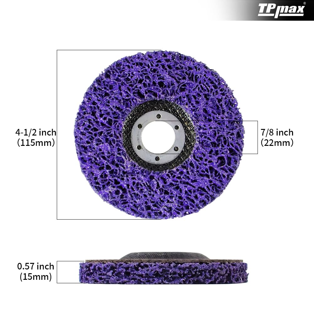 TPmax 4-1/2" x7/8'' Stripping Discs Rust Remover Wheel Remove Paint and Oxidation Poly Strip Wheel Disc Abrasive Angle Grinding Wheel - 5 Pack(Purple)