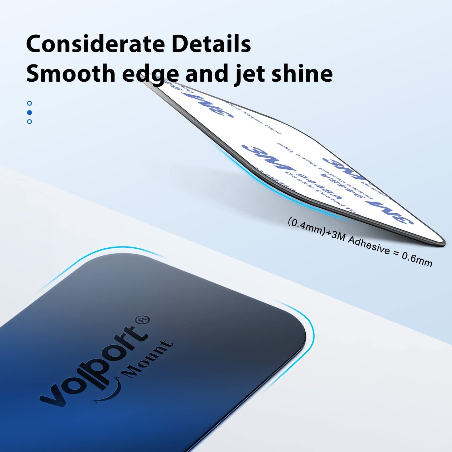 volport Rectangle Metal Plate for Phone Magnet, Magicplate Replacement Disc with Adhesive Backing Sticker for Magnetic Car Mount Holder Cradle Stand