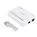 USB Charging Station 120W 24A 10-Port International Charger Hub for Multiple Devices iPhone XR XS 8/7/6s/6 Plus/5S, iPad Pro/Air2/ Mini, Galaxy