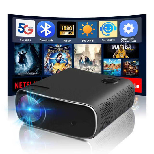 kovela Smart Projector with WiFi and Bluetooth 1080P Outdoor Video Projector Support 4K 800 ANSI Smart Outdoor Home Movie Projectors Auto Keystone