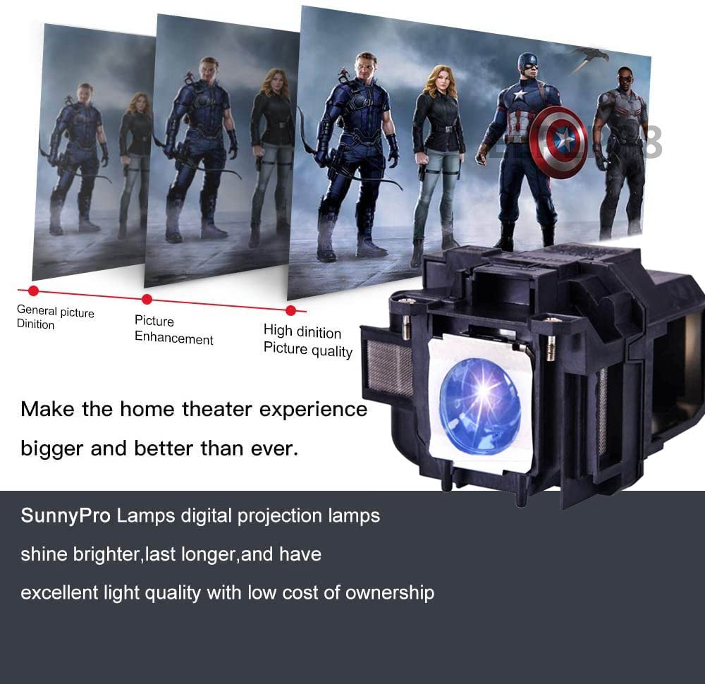 SunnyPro V13H010L88 ELPLP88 Replacement Projector Lamp Compatible with Epson Powerlite Home Cinema 2040 1040 2045 740HD 640 EX3240 EX7240 EX9200