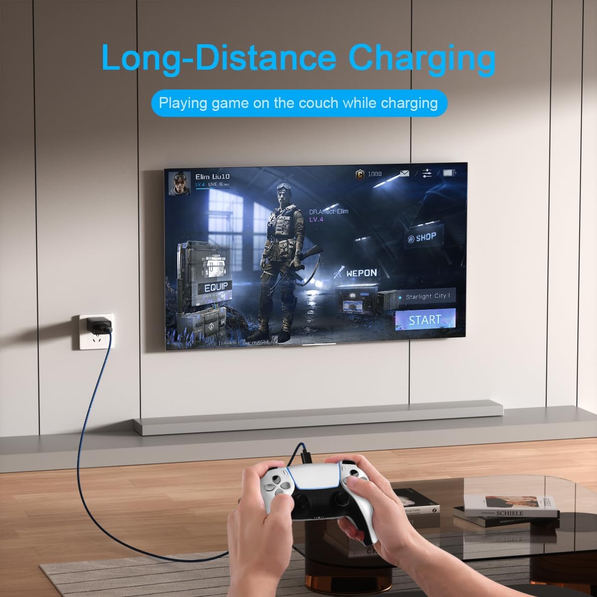 PS4 Charger Cable,10FT PS4 Controller Charger Cord for Xbox One S/X/Elite,PS 4 Pro/Slim,Game,Micro USB Cable to USB A Long Braided Data Charging Wire