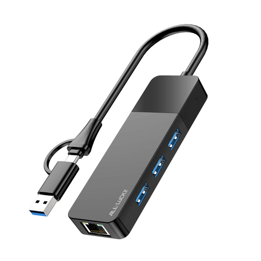 ALL-LUCKY USB to Ethernet Adapter, 4 in 1 USB C to Ethernet Adapter Hub with 3 x USB 3.0 Port/Gigabit Internet Port, High-Speed Network Hub Compatible
