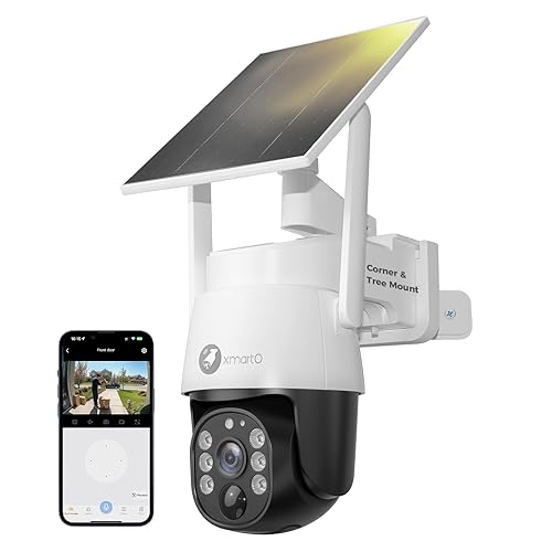 xmartO 4MP QHD Wireless PTZ Solar Security Camera, WiFi 6 5G Dual Band, Wire-Free Easy Installation, No Monthly Fee, Outdoor/Indoor Home Use