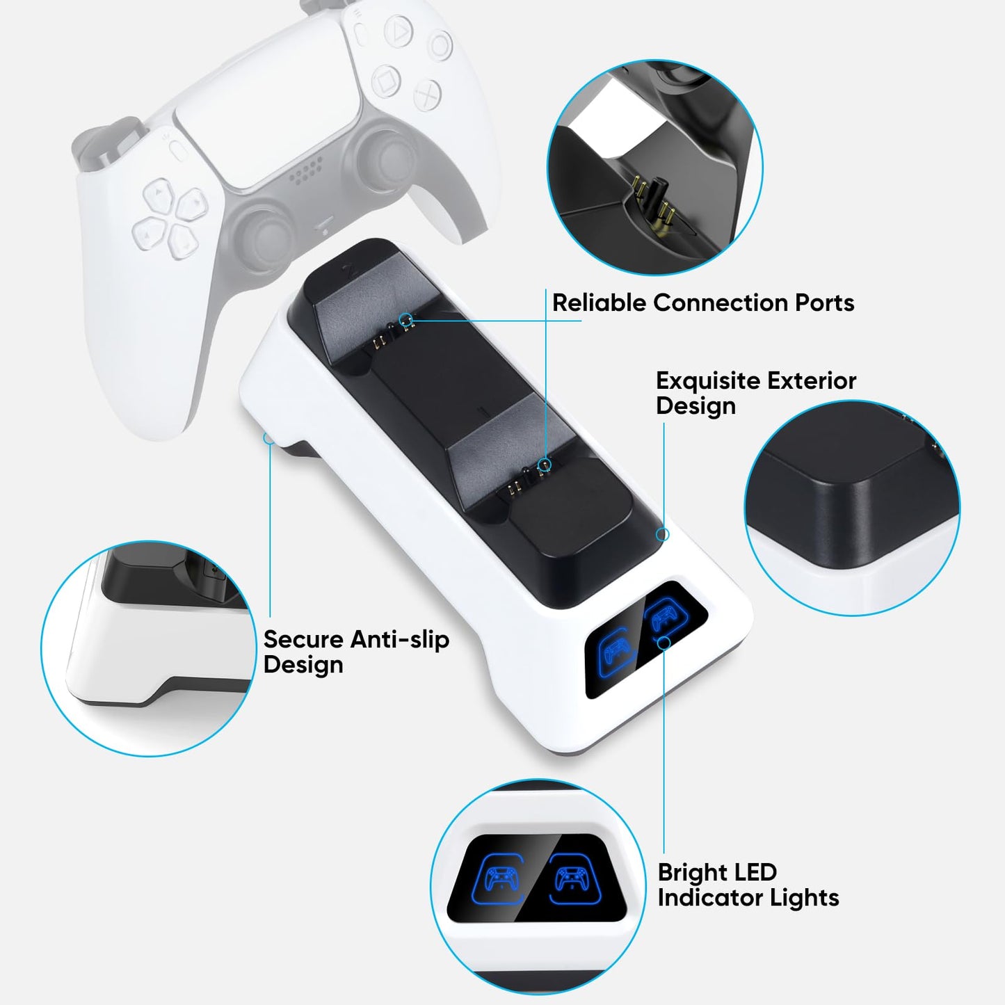 Controller Charger Station for PS5 Dualsense Controllers - PS5 Controller Dock with LED Light - ? Not Include AC Adapter?