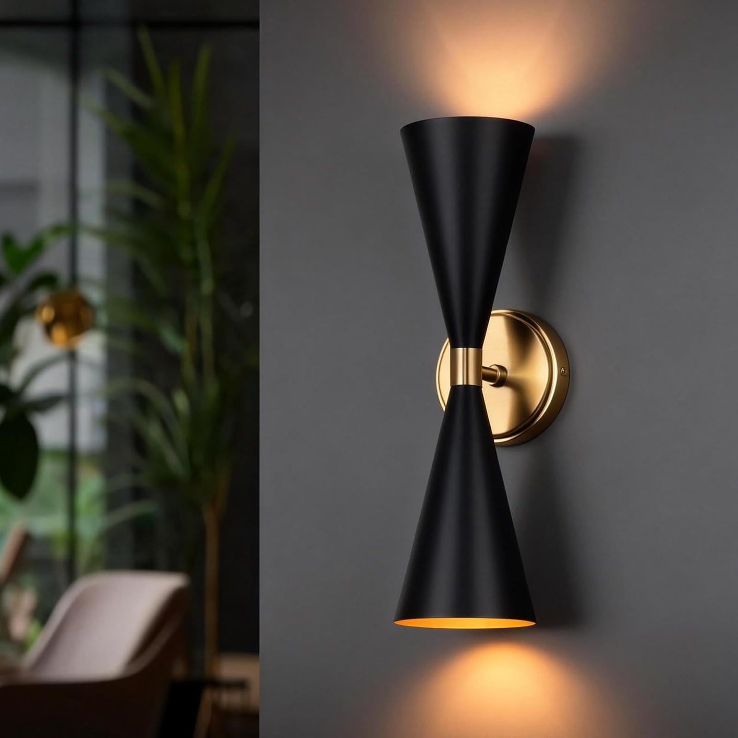 Edwarmlux Indoor Wall Sconces, Modern Wall Lights, Up and Down Wall Mount Light, Dimmable Hardwired Wall Light for Bedroom, Living Room, Hallway