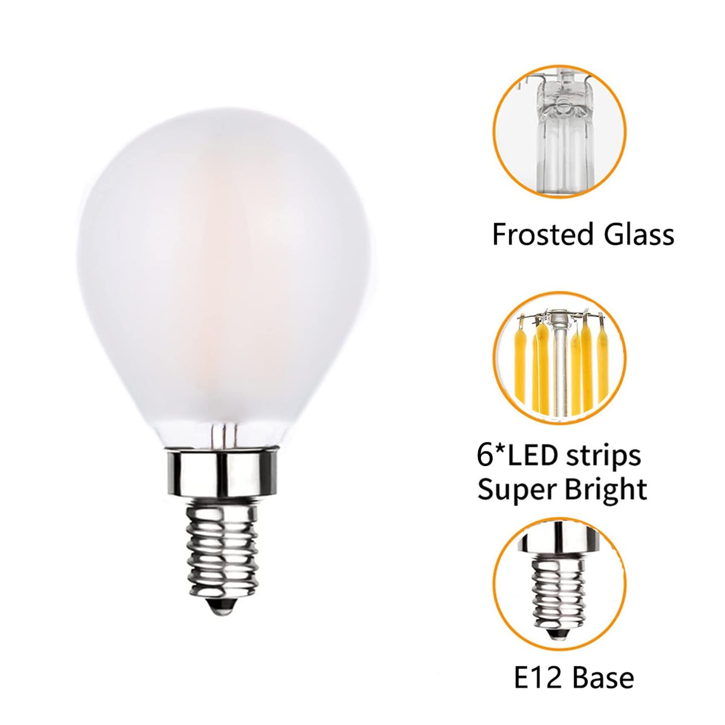 Sunaiony E12 LED Bulb 60W Equivalent Dimmable Candelabra Light Bulbs 3000K