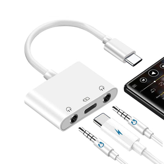 USB C to 3.5mm Audio Adapter, 3-in-1 Aux to USB C Headphone Splitter, 3.5mm to USB C iPhone headphone adapter with PD Fast Charging Compatible