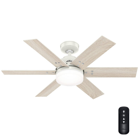 Hunter Fan 44 inch Transitional Fresh White Finish indoor Ceiling Fan with Light Kit and Remote Control (Renewed)