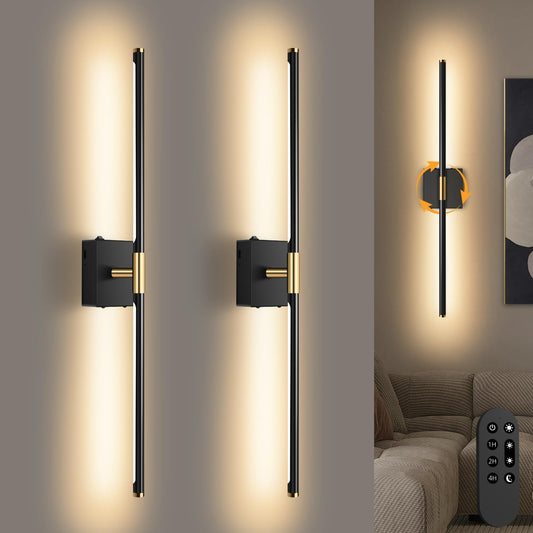 SAIMAND Wall Sconces Set of 2 Battery Operated, Wireless USB Rechargeable Wall Lights with Remote Control, 360° Rotation, 8000mAh LED Dimmable Picture