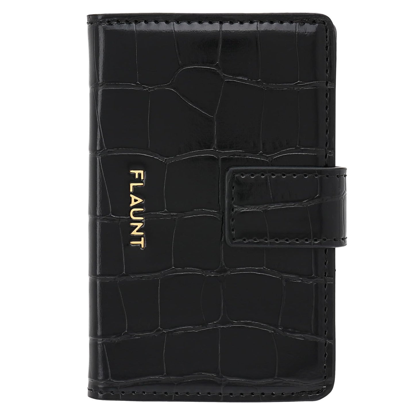 FLAUNT MagSafe Phone Wallet/Card Holder - Crocodile Faux Leather - Compatible with MagSafe Phone Case or Cover - Easily Snap On and Off - Holds Up