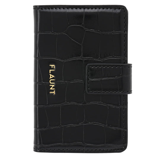 FLAUNT MagSafe Phone Wallet/Card Holder - Crocodile Faux Leather - Compatible with MagSafe Phone Case or Cover - Easily Snap On and Off - Holds Up
