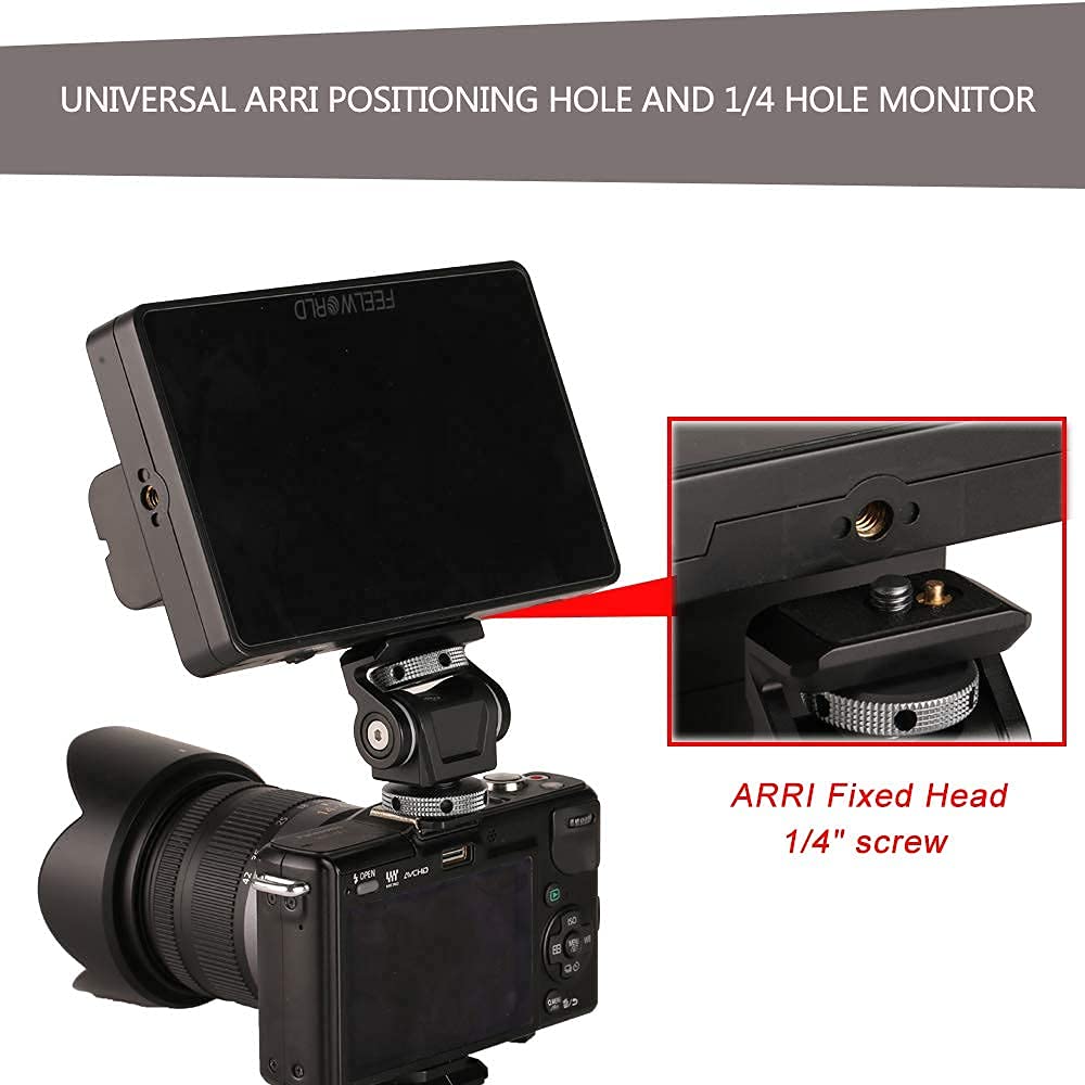 DSLR Camera Field Monitor Mount Holder with Cold Shoe for 5 inch and 7 inch Monitor, Swivel 360° and 180° Tilt for Video Shooting Photography