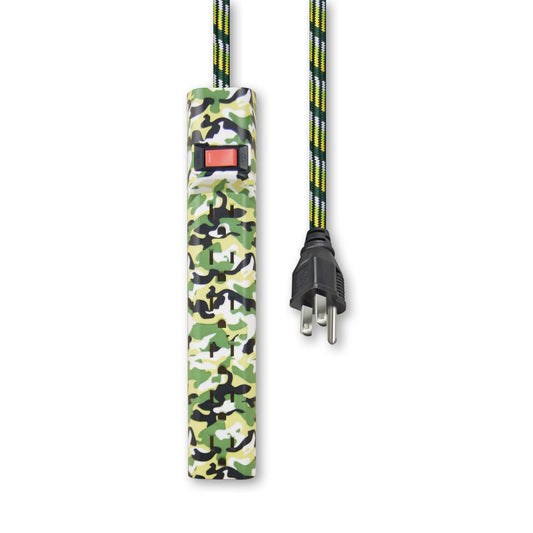 OSKOS Power Strip, 6 Outlets with 6FT Braided Cord, Built-in Circuit Breaker, UL Listed, Wall Mountable, Camouflage Green.