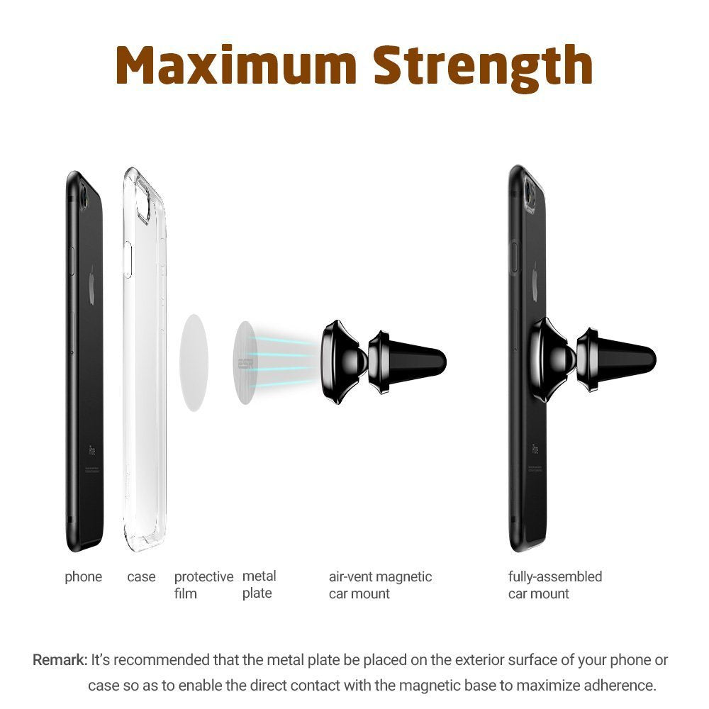 IFLASH Magnetic Mount, Aluminum Universal Air Vent Magnetic Car Mount Phone Holder, 360 Degree Rotation for Multi-Angle View, Cradle-Less Car Phone