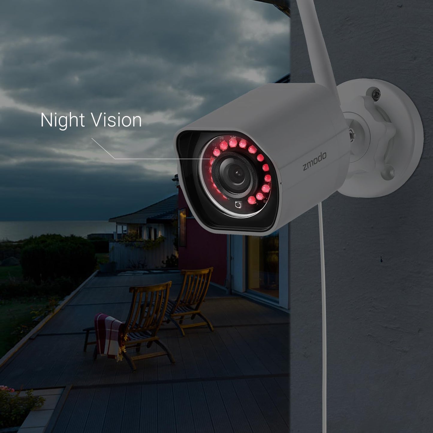 Zmodo 1080p Full HD Outdoor Wireless Security Camera System, 4 Pack Smart Home Indoor Outdoor WiFi IP Cameras with Night Vision, Plug-In, Compatible