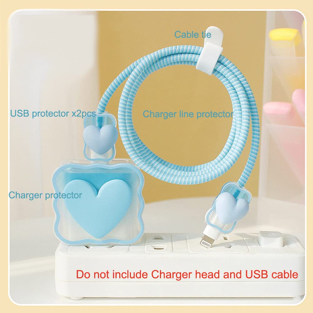 ZOSTLAND 5 in 1 DIY 18W 20W Heart Shape Protector Data Cable USB Charger Line Earphone Wire Saver Organizer Compatible with iPhone 11 12 13 14 15 Pro