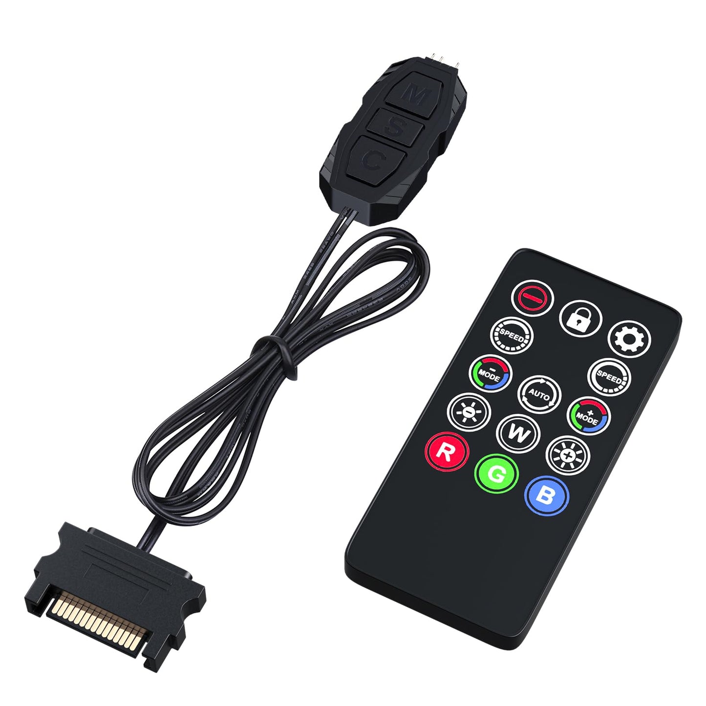 DS Mini ARGB PC Fans Controller Kit with One-to-One Matching Function for Computer Case RGB Fans, PC ARGB Heat Sink (3 Pin, 14 Key, SATA Power, 5th