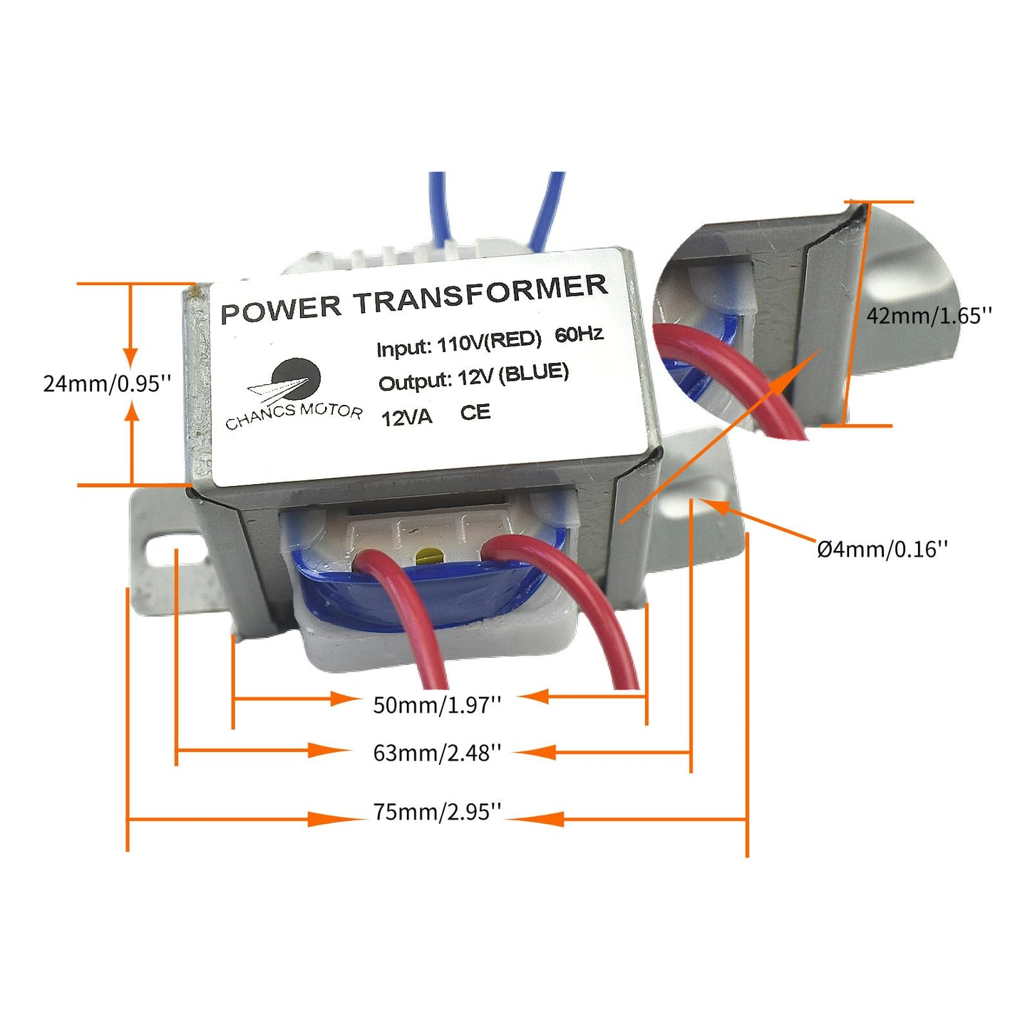 CHANCS Power Transformer Input 110V Output 12V AC/AC Transformer for Sychronous Motor