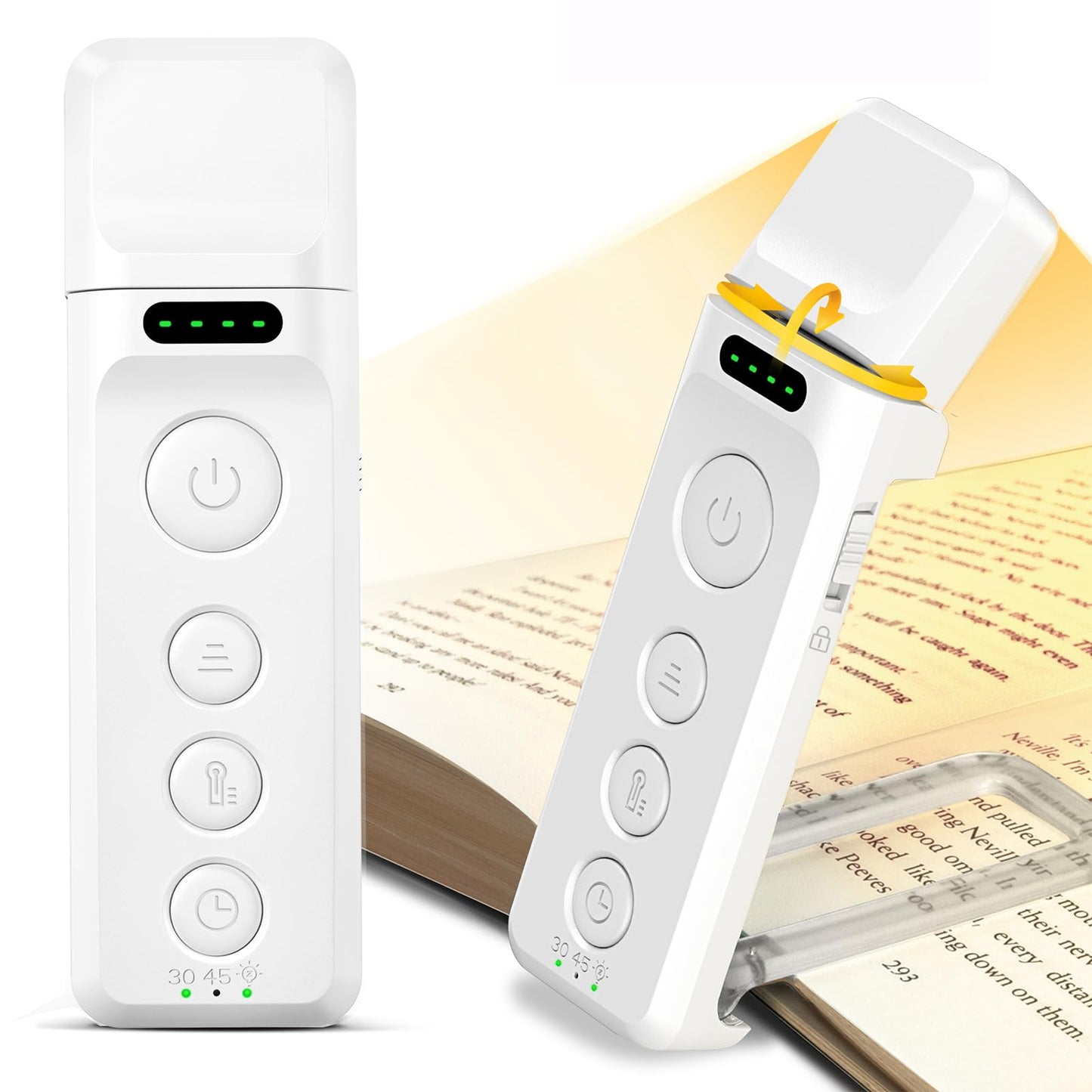 Glocusent 14 LED Sleep Aid Reading Light, Eye Caring Book Light for Reading in Bed, 3 Colors & 5 Brightness Stepless Adjustable, Rechargeable for 90