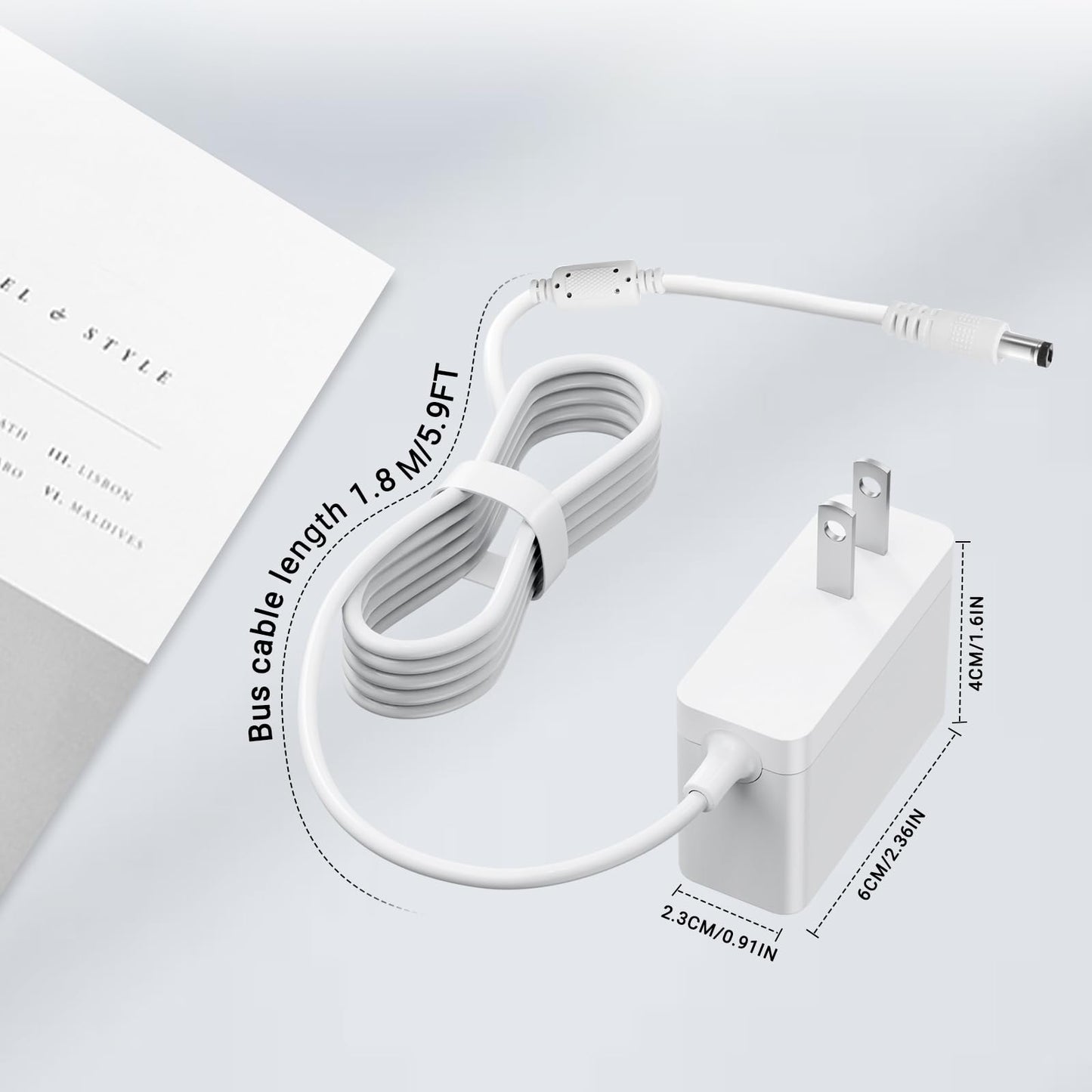 Power Adapter for Brother AD24 AD24ESAW Label Makers Charger PT-D210 PTD 210 PTD220 PT-D200VP PTH110-5.9ft Extra Length Power Cord