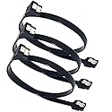 ELifeApply SATA Cables, Sata III 6.0 Gbps Cable 90 Degree Right Angle Data Cable 7 Pin with Locking Latch 18Inch for SATA HDD, SSD, CD Driver etc(3