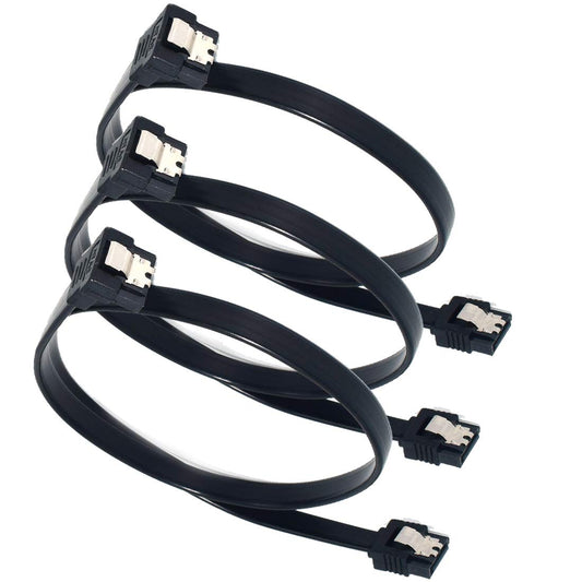 ELifeApply SATA Cables, Sata III 6.0 Gbps Cable 90 Degree Right Angle Data Cable 7 Pin with Locking Latch 18Inch for SATA HDD, SSD, CD Driver etc(3