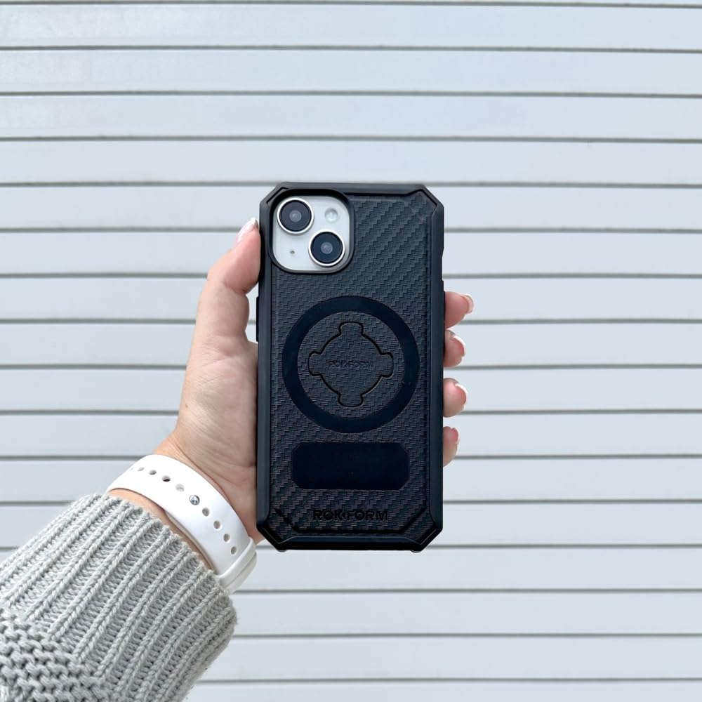Rokform iPhone 15 Plus Case, Rugged Series Magnetic iPhone 15 Plus Cover with RokLock Twist Lock Drop Tested Protective Case (Black)