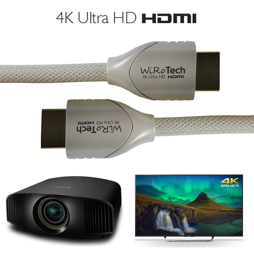 WiRoTech HDMI Cable 4K Ultra HD with Braided Cable, HDMI 2.0 18Gbps, Supports 4K 60Hz, Chroma 4 4 4, Dolby Vision, HDR10, ARC, HDCP2.2 (15 Feet