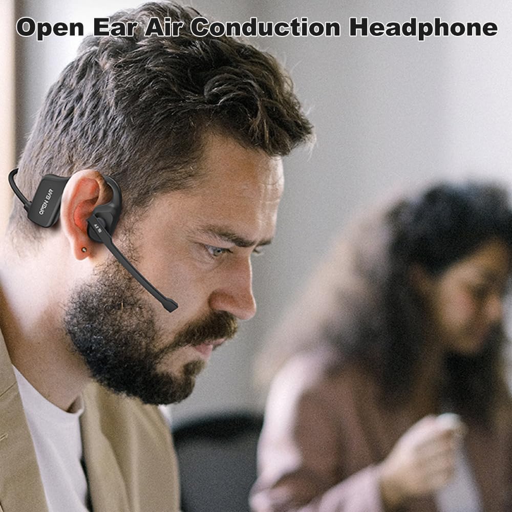 GkGk Open Ear Bluetooth Headphones, Air Conduction Wireless Bluetooth V5.3 Headset with Built-in Mic for Running, Driving and Outdoor Sports