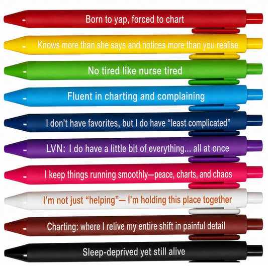 10PC Licensed Vocational Nurse Writing Pens Bulk Gift Set Funny Cute LVN Nurses Nursing RN CNA Medical Staff Pen Office School Journal Planner Desk