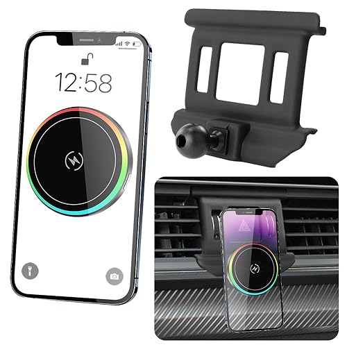 LUNQIN Car Magnetic Phone Mount for Audi Q5 SQ5 2018 2019 2020 2021 2022 2023 2024 Auto Interior Accessories Best Cellphone Holder Fast 15W Wireless