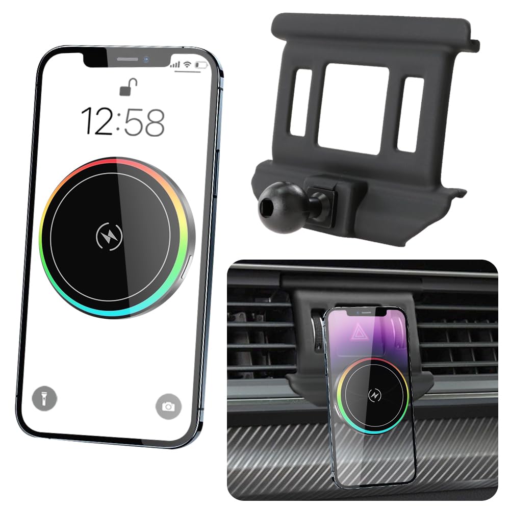 LUNQIN Car Magnetic Phone Mount for Audi Q5 SQ5 2018 2019 2020 2021 2022 2023 2024 Auto Interior Accessories Best Cellphone Holder Fast 15W Wireless