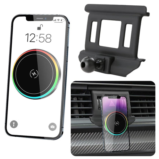 LUNQIN Car Magnetic Phone Mount for Audi Q5 SQ5 2018 2019 2020 2021 2022 2023 2024 Auto Interior Accessories Best Cellphone Holder Fast 15W Wireless