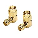 TLS.eagle SMA Male to Female Gold-Plated Coax Connector Right Angle RF Adapter 90 Degree Elbow Connector for FPV Antenna Radio Transceiver LTE Antenna