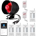 WiFi Alarm Security System, 120dB Home Alarm System with Free Notification APP Control and Motion Sensor and, WiFi Siren for Shed Garage Alarm
