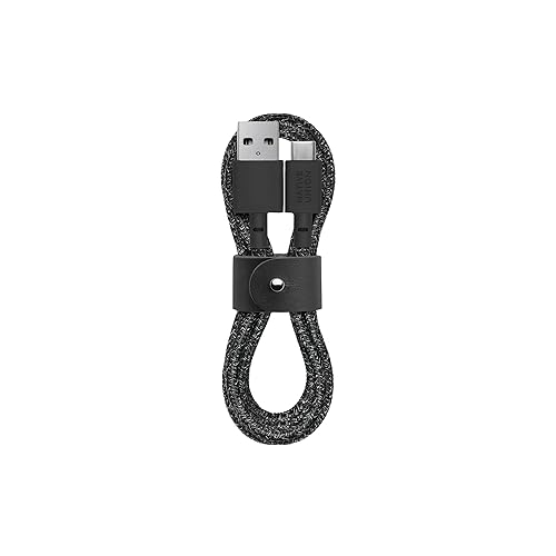 Native Union Belt Cable USB-C to USB-A - 4ft Ultra-Strong Charging Cable with Leather Strap Compatible with iPhone 17, Samsung Galaxy Z Fold 7, Flip