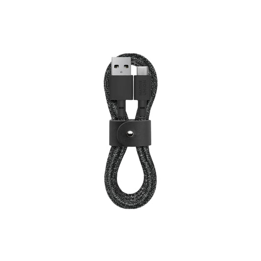 Native Union Belt Cable USB-C to USB-A - 4ft Ultra-Strong Charging Cable with Leather Strap Compatible with iPhone 17, Samsung Galaxy Z Fold 7, Flip