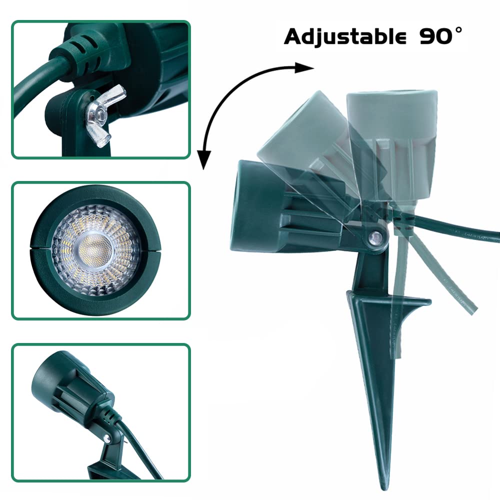 AizzKry Outdoor Spotlight Plug in, Weather Resistant, Heavy Duty Stake, Landscape Light for Yard, Flag, Holiday Decor, 6FT Cord, 120V 300LM 5000K