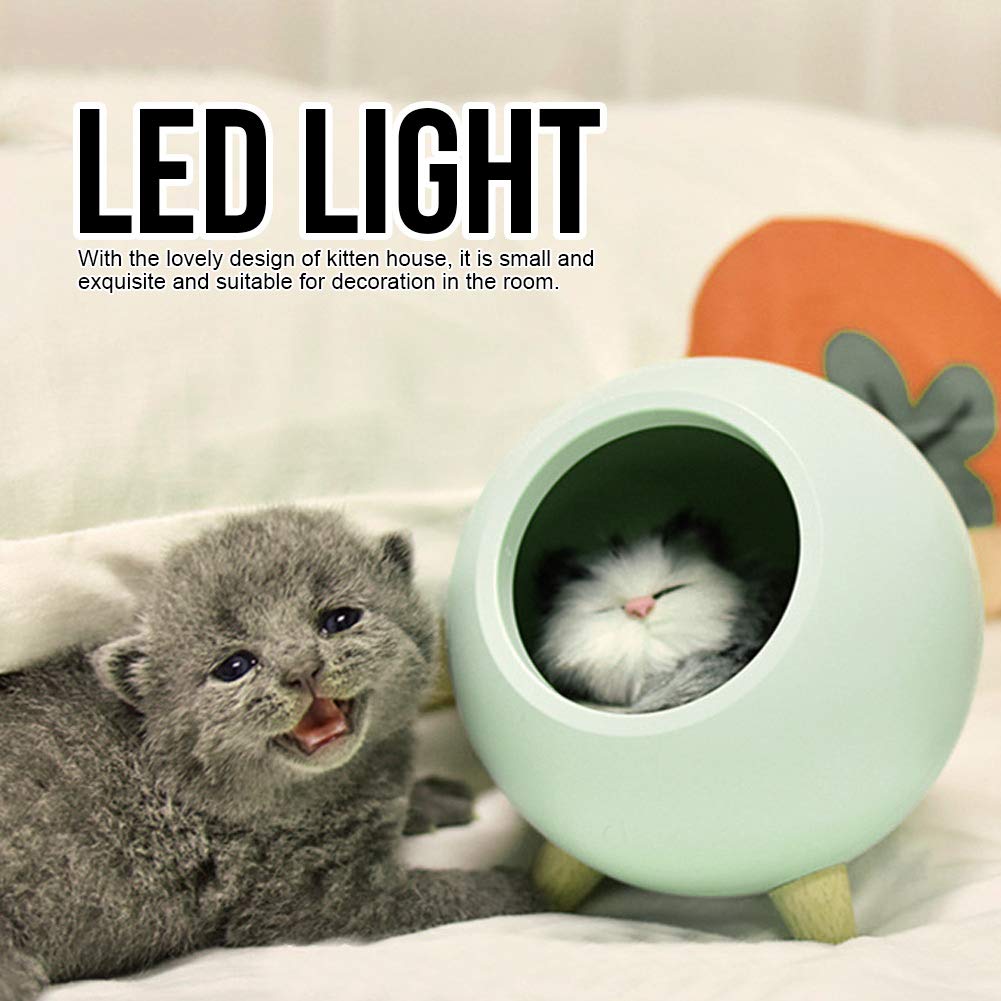 Yosoo Cat Pet House Night Light, Cute Cat USB Charging LED Night Lamp, Bedroom Lighting Atmosphere(Green)