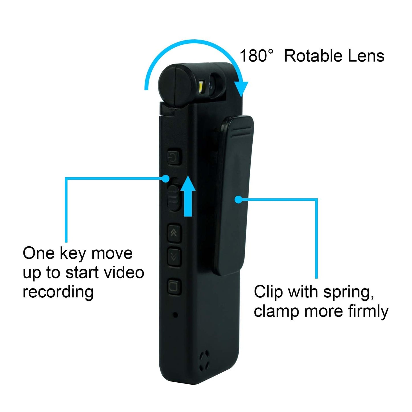 Lenofocus Small Body Camera 1440P HD Body Video Cam 1.3” Screen 64GB TF Card Rotatable Lens Clip on Pocket Hat Cap Sport Cameras