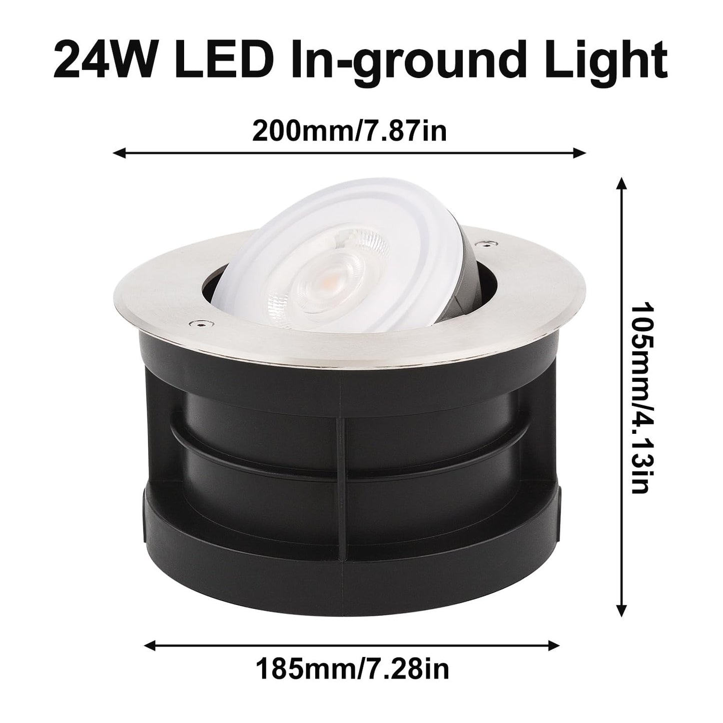 SAMVOL Angle-Adjustable Inground Light for Gardens-Outdoor LED Well Lights,Landscape Pathway In-Ground Lighting Fixtures,Buried lamp,Low Voltage,IP65