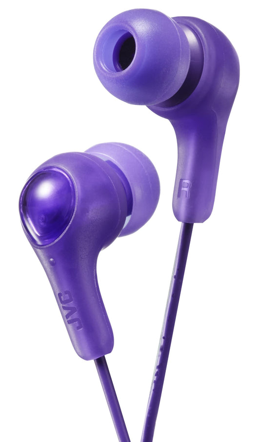 JVC Gumy in Ear Earbud Headphones, Powerful Sound, Comfortable and Secure Fit, Silicone Ear Pieces S/M/L - HAFX7V Purple, Small